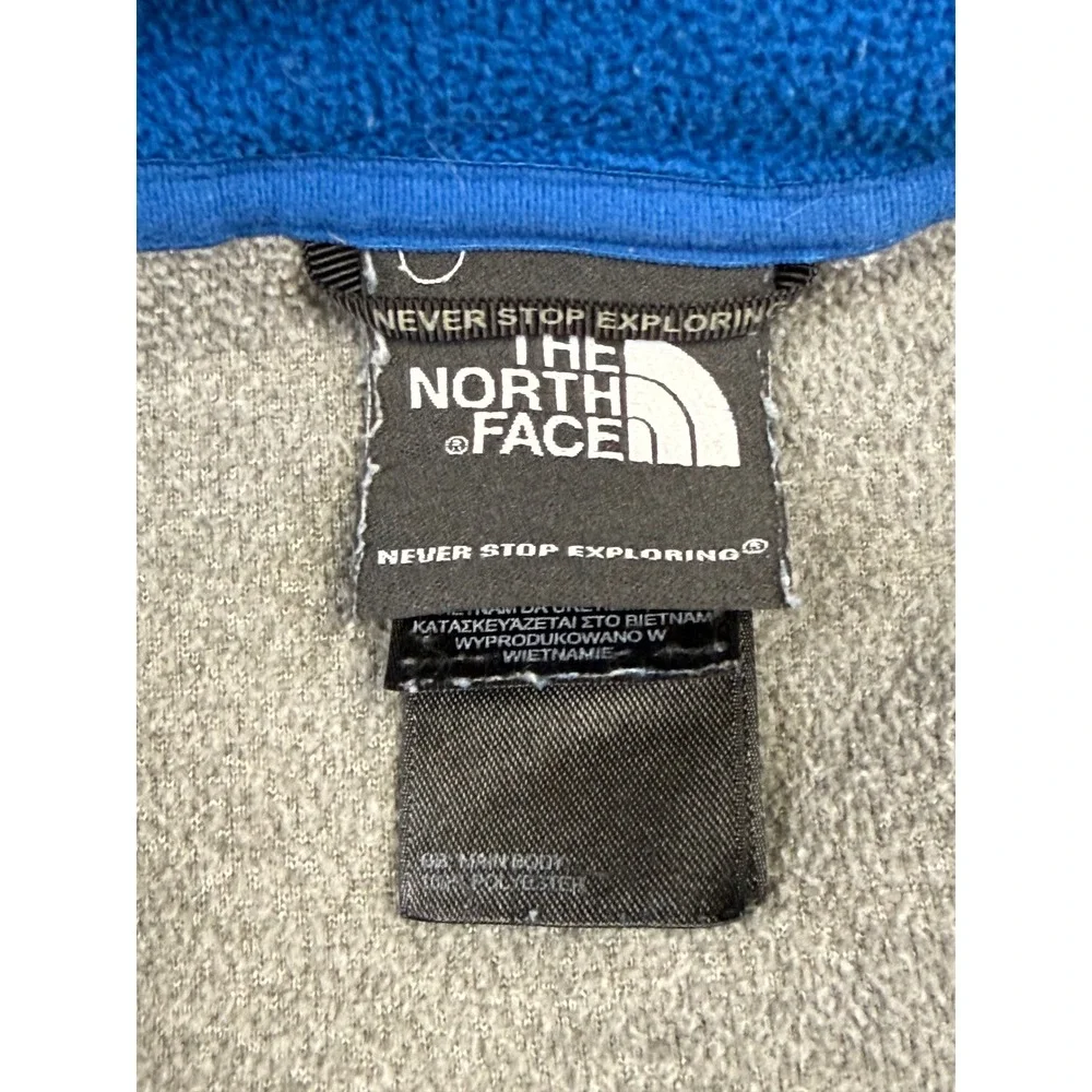 The North Face Mens Grey Blue Quarter Zip Fleece Pullover C744 Size M
